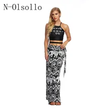 N-olsollo черные длинные юбки с 3D принтом слона в тайланском стиле новые модные повседневные юбки на юбки для отпуска