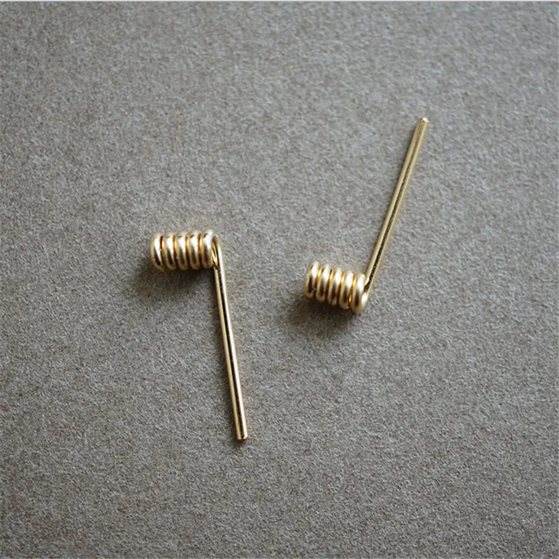 

PINJEAS handmade bar creative Small spring shaped earrings stud earrings for women minimalist wire wrap Jewelry gifts