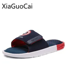 Летние синие Модные мужские повседневные тапочки корейские трендовые Повседневные тапочки в стиле ретро пляжные Нескользящие римские крутые шлепанцы