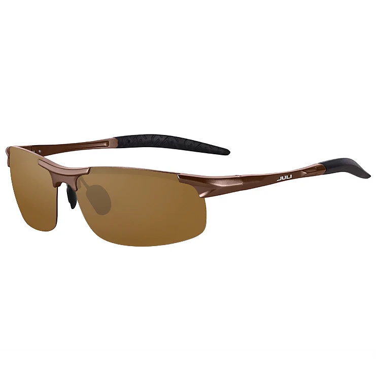 Мужские поляризационные солнцезащитные очки JULI в спортивном стиле, мужские очки для путешествий, вождения, гольфа, небьющиеся очки с алюминиевой оправой из магния - Цвет линз: NO4 Tea Tea