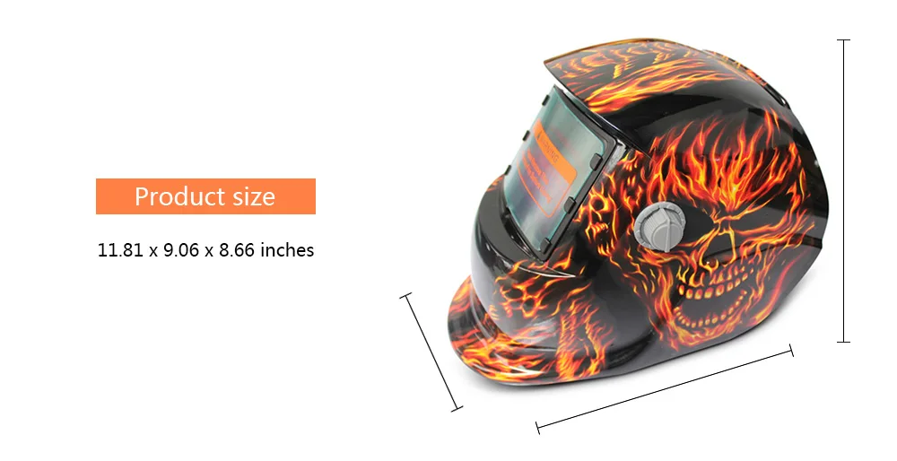 Solar Energy Automatic Changeable Light Electric Welding Protective Helmet with Skull Pattern
