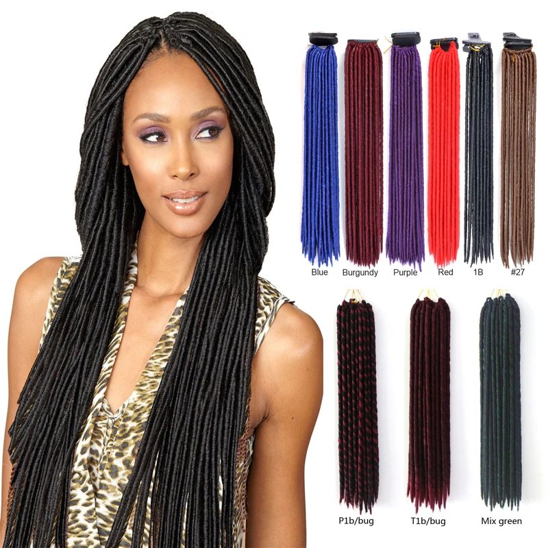 Women Synthetic Hair Extensions Soft Dread Crochet Braids Ombre 10