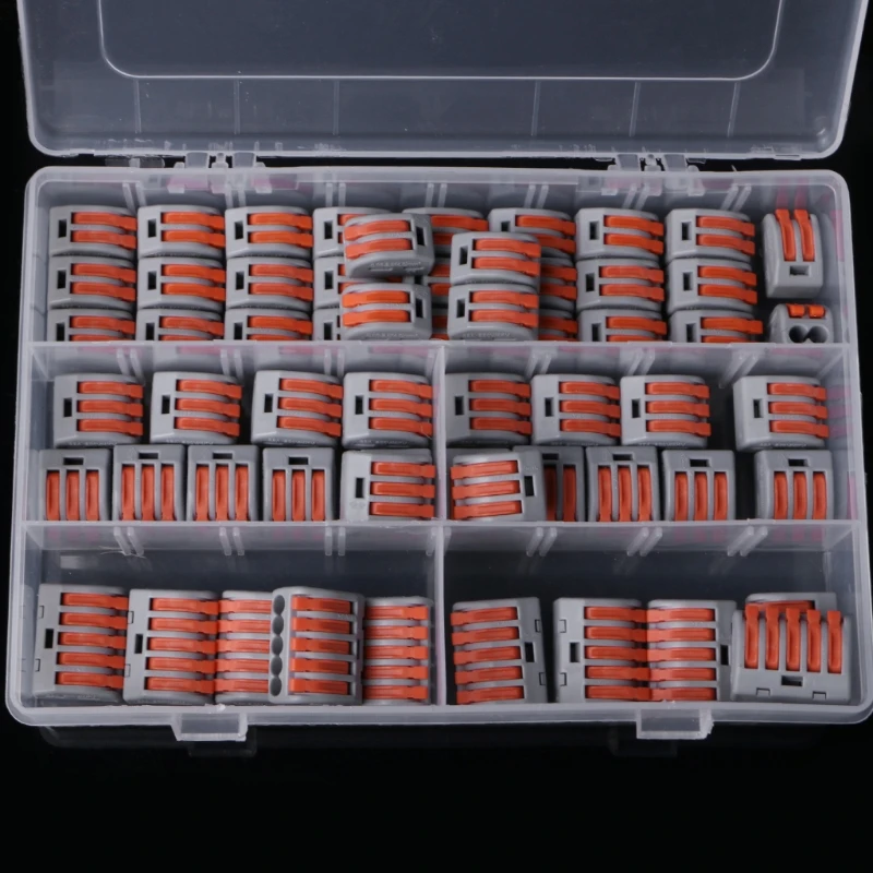 

60 Pcs Universal Compact Splicing Wire Connector Reuseable Cable Clamp 2/3/5 Conductor