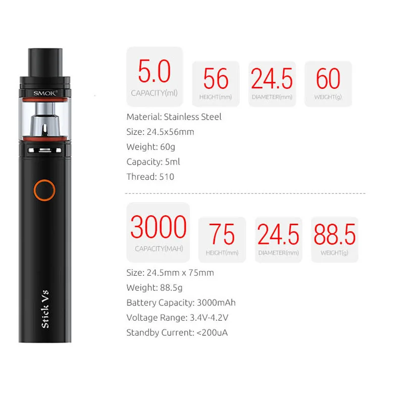 Набор электронной сигареты SMOK Stick V8 вейп EGO AIO испаритель электронная сигарета