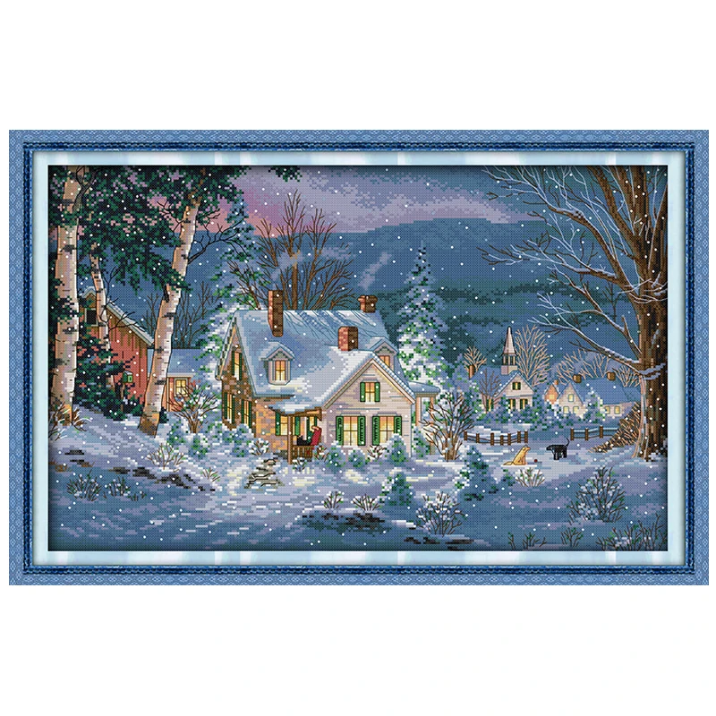 

e Snowy Night Christmas Counted Cross Stitch Sets scenery Cross Stitch 11CT 14CT Cross Stitch Kits Embroidery Needlework