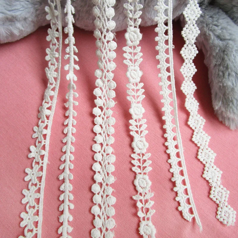 2023 Lucia Crafts 1Pc 2yards Apparel Sewing Fabric DIY Ivory Trim Cotton Crocheted Lace Fabric Ribbon Handmade Accessories Cloth