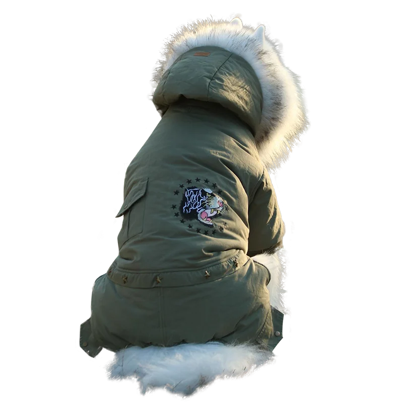 Одежда для больших собак, зимняя одежда для больших собак, теплый комбинезон, пальто, куртка, костюм самоедского золотого ретривера Лабрадора хаски, костюм для собак - Цвет: Зеленый