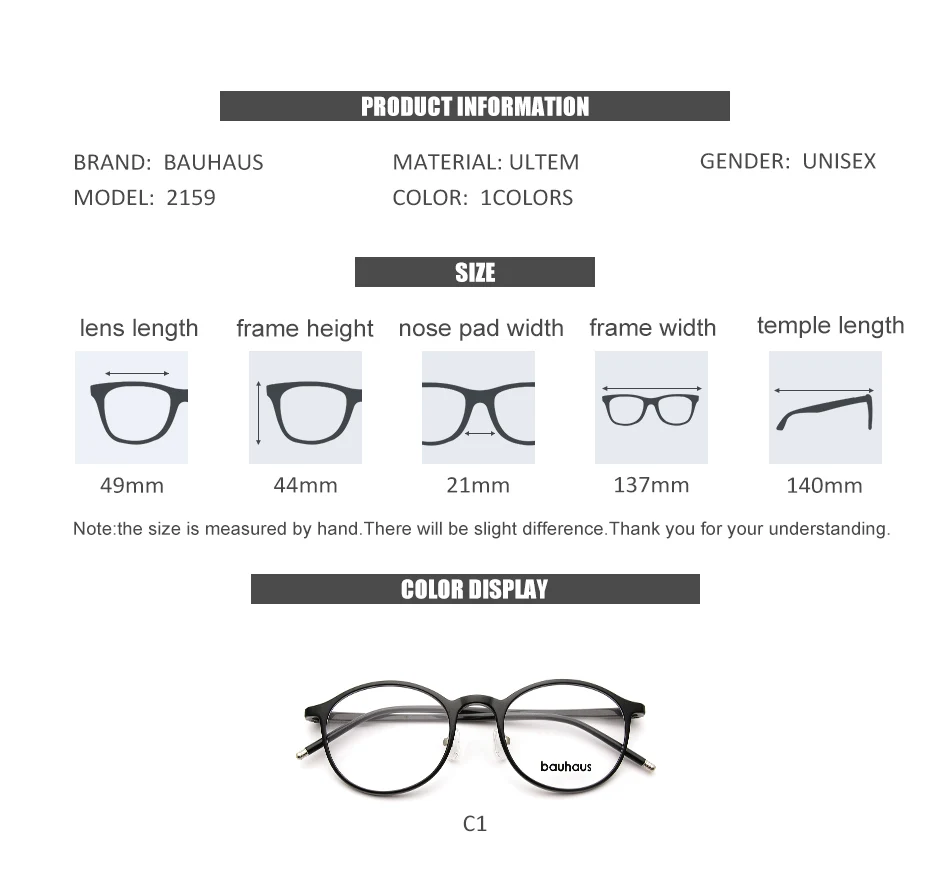 Bauhaus высокое качество круглый в винтажном и ретро стиле женские очки Рецептурные очки мужские очки с оптическими стеклами рамка