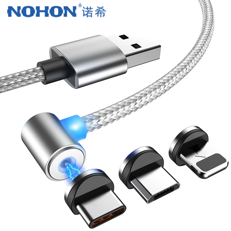 

NOHON L-Shape LED Magnet Fast Charger Cable Lighting For iPhone X 7 8 Plus XS MAX XR Micro USB TypeC Magnetic Charge Cables 1/2M