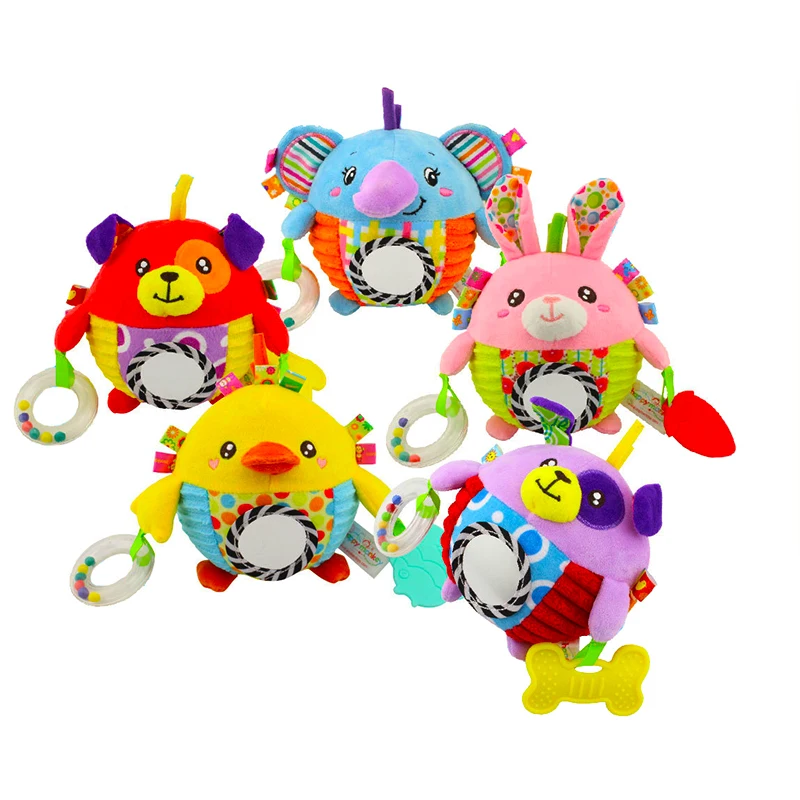 

Baby Hand Rattle Bell Toys Cartoon Animal Ring Ball Infant Early Learning Educational Toy Cute Duck Elephant Dog Rabbit Rattles