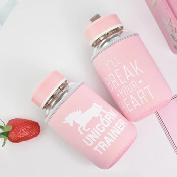 600ml Unicorn Glass Water Bottle