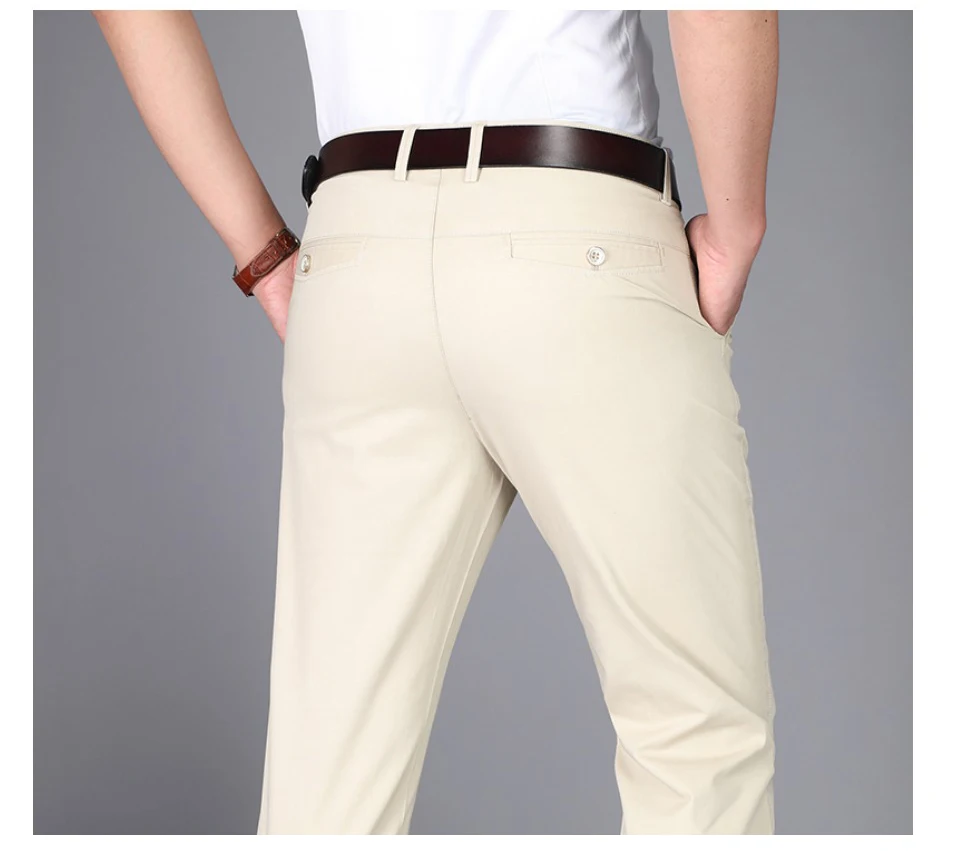 NIGRITY летняя новая мода тонкие прямые мужские деловые повседневные брюки чистый хлопок легкие мужские брюки размера плюс 42