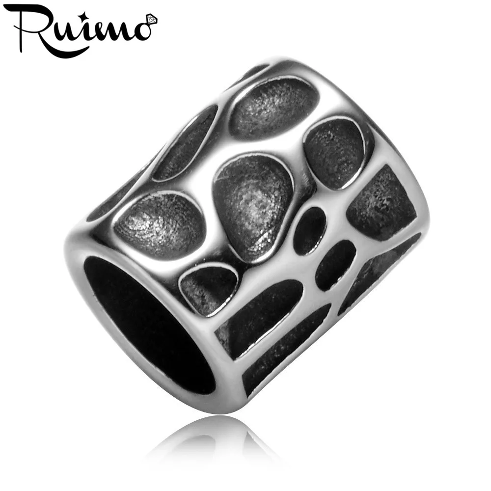

RUIMO 316L Stainless Steel Punk Style Bead European Hole Size 8 mm Beads Charms Multi-layer Barrel Beads for DIY Jewelry Making