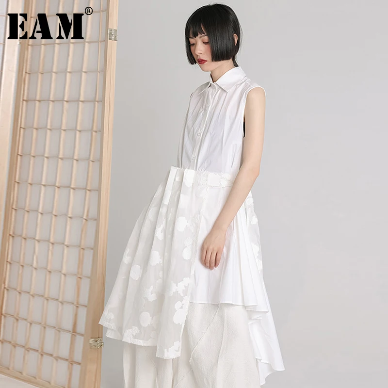 

[EAM] 2019 New Spring Summer High Elastic Waist Print Pattern Pleated Bandage Brief Half-body Skirt Women Fashion Tide JX216