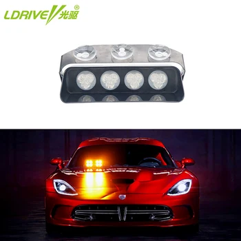 

12V 12 LEDs Car Truck LED Windshield Emergency Strobe Warning Flashing Light Red&Blue Lighting Signal Lamp 15 Modes Universal