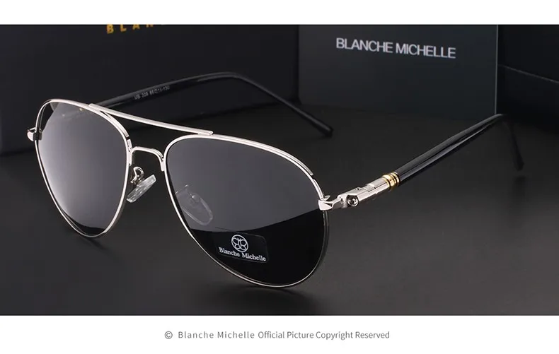 Blanche Мишель 2018 высококачественные поляризованные солнцезащитные очки Для мужчин брендовые дизайнерские солнцезащитные очки для вождения