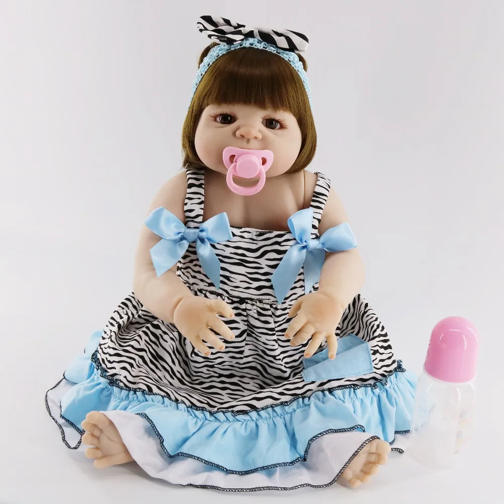 

57cm Full Body Silicone Reborn Baby Doll Toys For Girls Cheap Bonecas Princess Toys Waterproof Lovely Bebe Boneca Alive toddlers