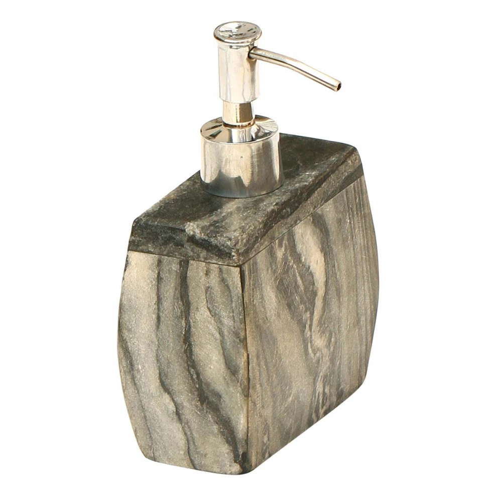 Benzara Ceramic Liquid Soap Dispenser With Pump, Gray And Black (1)