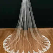 Соборная вуаль, часовня Кружево невесты Вейл, вышитый подол, цветочное кружево, светло-слоновая кость и гребень длинные вуали