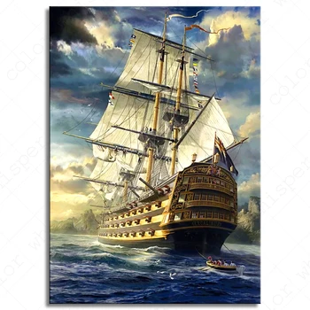 

Diamond Painting "Ship" 5D Full Square Drill Diamant Painting Diamant Embroidery for Living Room Decor Wall Decor Gift LE00481
