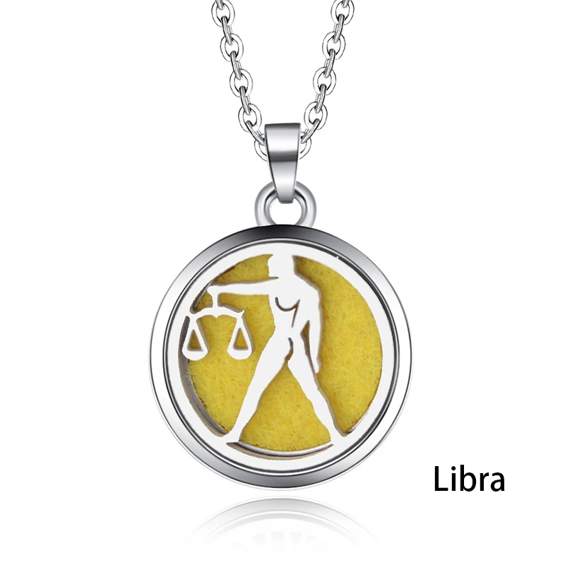 

Libra pattern Aroma Diffuser Necklace Locket stainless steel Pendant Perfume Oil Locket Dropshipping Send a mat
