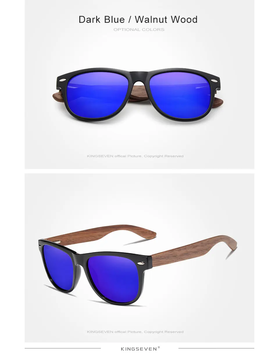 KINGSEVEN Black Walnut Sunglasses Wood Polarized Sunglasses Men