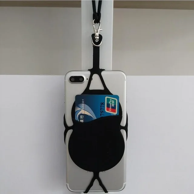 Koop 2 st Universele Ketting Lanyard strap pounch kaarthouder siliconen telefoon Case tas Voor Note8 iphone XS MAX plus XIAOMI mi8 MAX2 mi6
