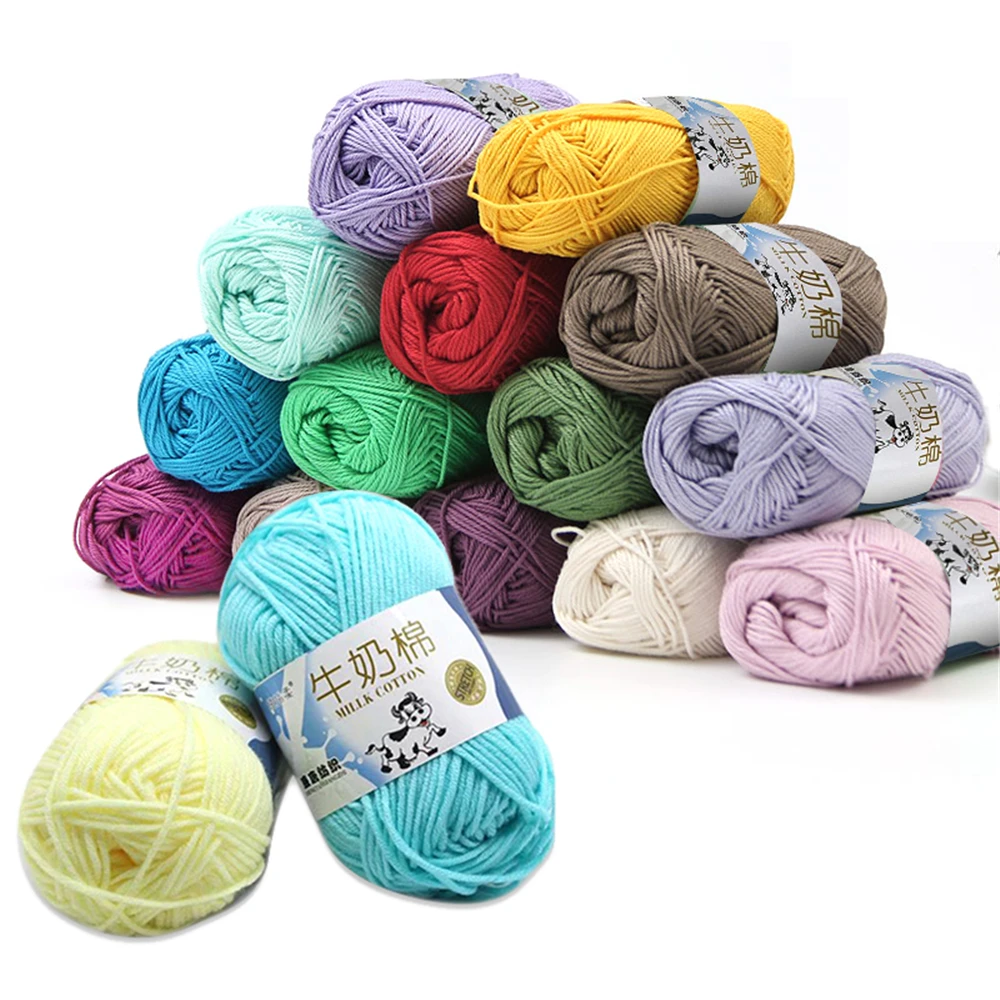

50g/ball 100% Ring Spun Cotton Soft Wool Yarn 5 Ropes Combed Baby Milk Cotton Yarn for Knitting Hand Knitted Blanket Cowls Socks