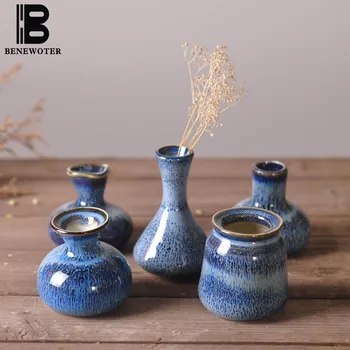 

BENEWOTER Jingdezhen Creative Home Decor Kiln Change Glaze Mini Ceramic Flower Vase Tabletop Decoration Hydroponic Shelf Vase
