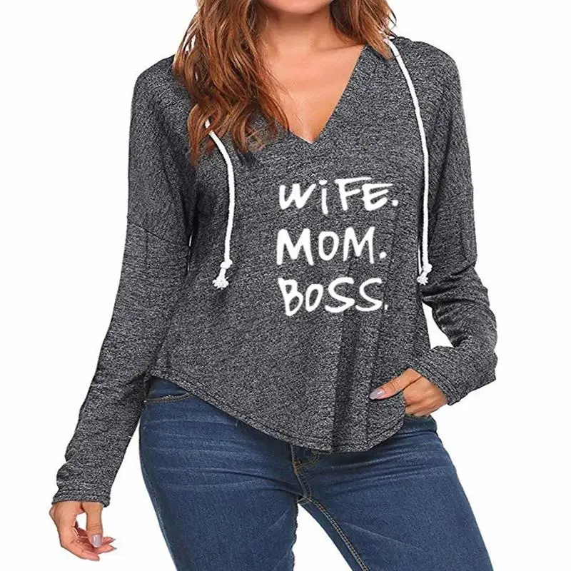 2018 New Fashion Mom Boss Print Tops Sweatshirt Femmes Hoodies Women Pattern Printing 
