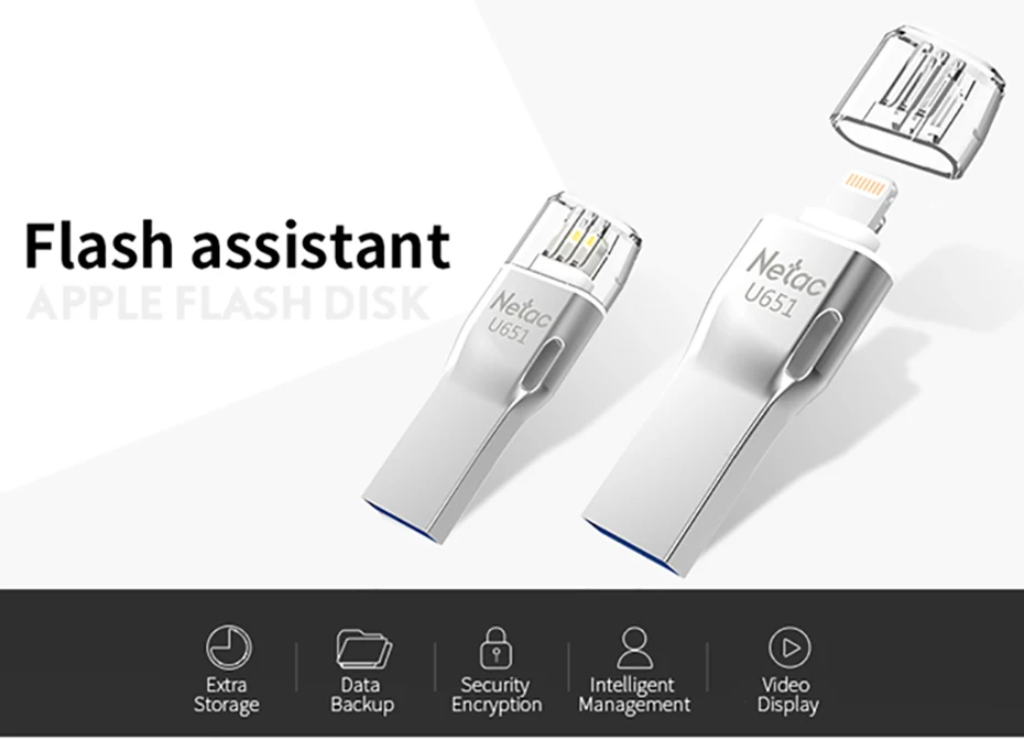 Netac U651 Lightning USB 3,0 OTG флеш-накопитель серебристый 32 Гб 64 Гб алюминиевый сплав USB3.0 флеш-диск металлический Флешка для iphone ipad PC