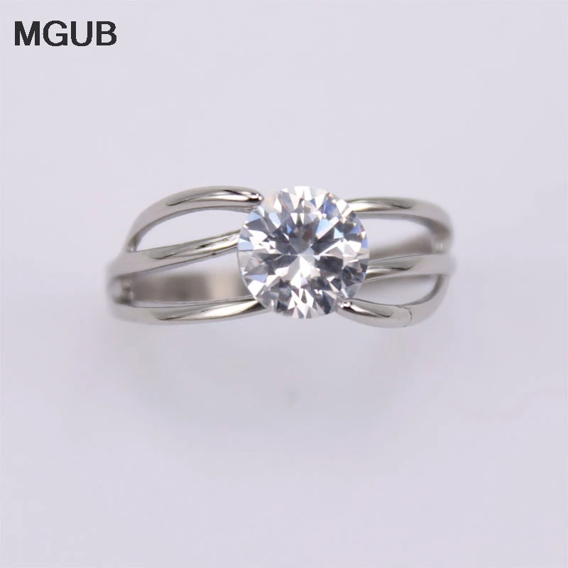 

Unique large zircon crystal ring Fashion atmosphere female stainless steel Rest assured that washing does not fade 13