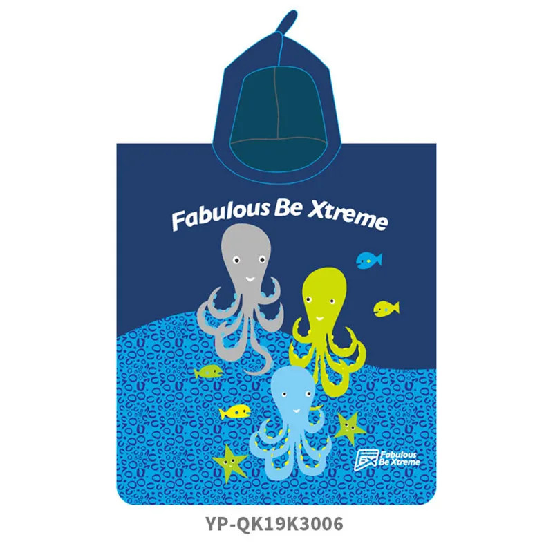 

FBX Children's bathrobes quick-dry microfiber shawl beach towel with hat