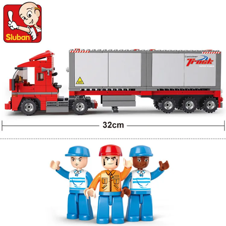 

Lu 0338 Alpinia Oxyphylla Children Assembling Building Block Toys Model The Hatchback Dual Drive Freight Car Transport Vehicle