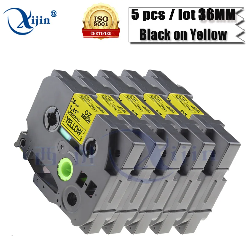 XIJIN 5PCS Compatible for Brother TZe661 TZe 661 P Touch Label Tape Black on Yellow 36MM | Компьютеры и офис