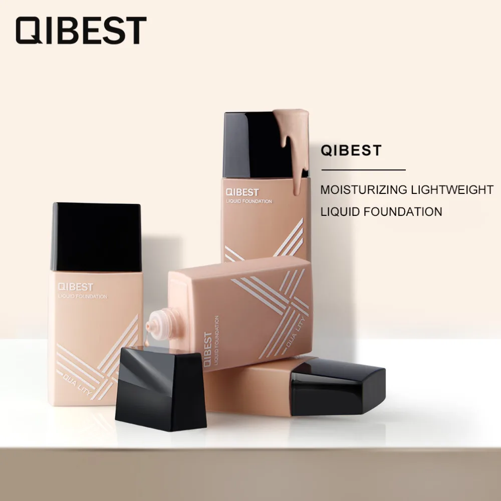 Бренд qibest Pro, набор для макияжа, легкий натуральный Жидкий тональный крем, голый консилер, фиксирующий макияж, увлажняющий мягкий Праймер, крем, косметика