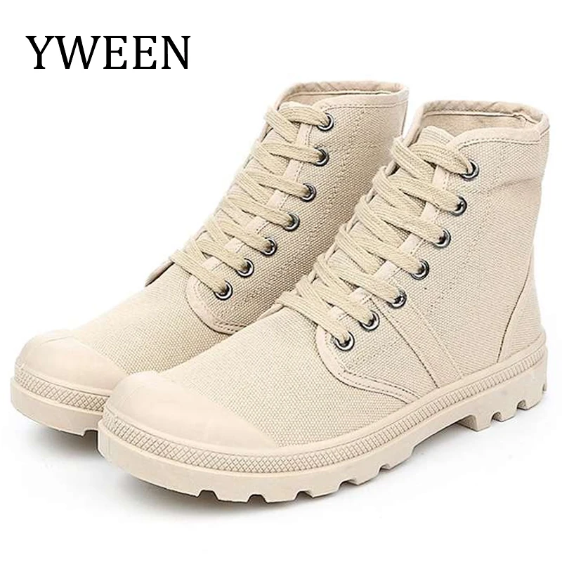  YWEEN Lace Up Men's Casual Shoes Spring Autumn High Top Men's Army Shoes men Casual Canvas shoes Ma