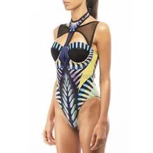 Сексуальный женский слитный купальник с принтом, пуш-ап, Ретро стиль, открытый купальник, Женский Монокини, купальники, пляжная одежда