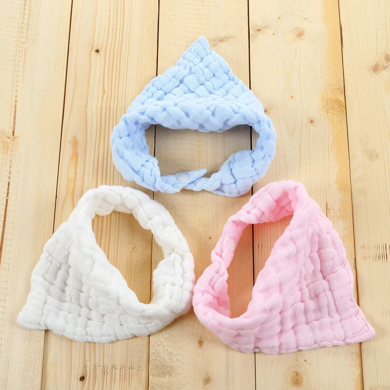 

Baby Favorite Kids 100% Cotton Bandana Bids Feeding Saliva Towel Dribble Triangle With White Pompom Ball For Baby BIB-01