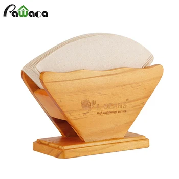 

Wooden Coffee Filter Holder Dispenser Rack Stand Fan Shape Coffee Filter Storage Paper Display Shelf Tissue Box Coffee Tools