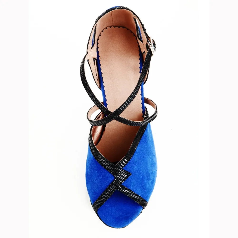 Женские бальные туфли для латинских танцев; синие женские вечерние ...