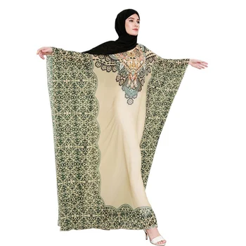 

Summer Middle East National Dress Flower Printed High-quality Apricot Chiffon Dresses Lead The Muslim Fashion Trend