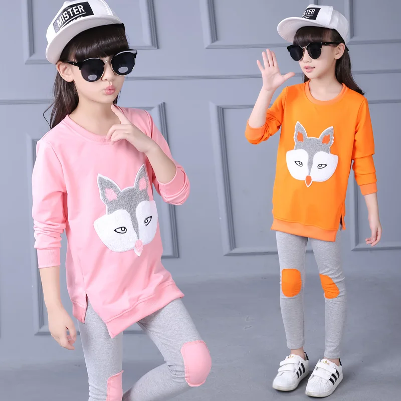 

Brand Design Baby Girls Clothes Set Fox Head Sweatshirt Jacket + Pants Sports Clothing Suit Set Kids Girl Sportswear 2Pcs Set