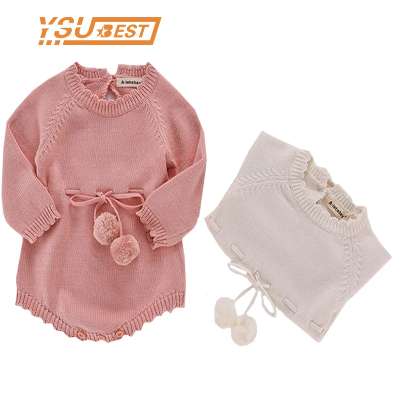 

2019 Spring Baby Rompers Baby Girl Long-sleeve Knitted Overalls Infant Girl Princess Cotton Clothes Baby Girl Clothes Sweater