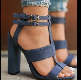Летние женские замшевые сандалии; женская повседневная обувь на очень высоком толстом каблуке; Большой размер 43; Zapatos De Mujer - Цвет: blue