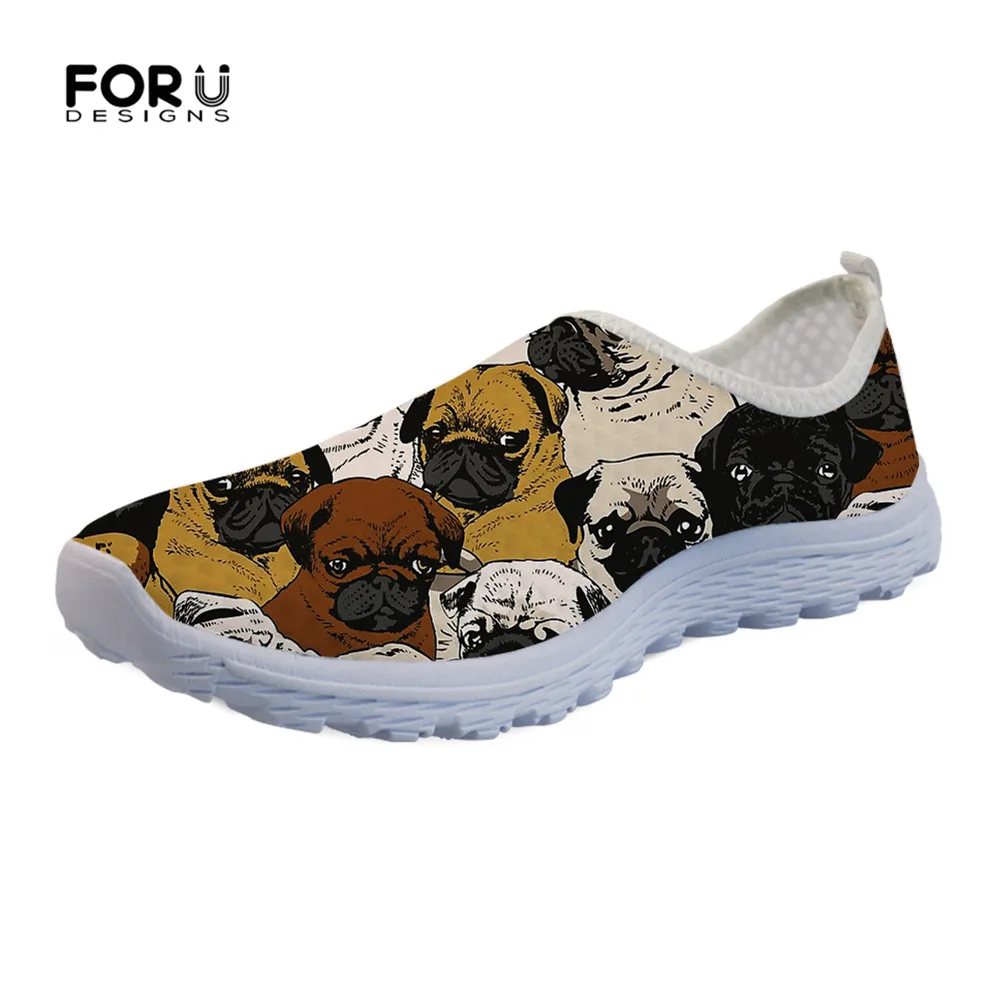 

FORUDESIGNS Cute Social Pugs Pattern Summer Ladies Shoes Flats Sneakers Comfortable Mesh Women Light Weight Walking Shoes Woman