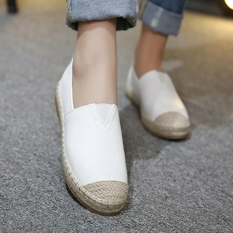 

2018 New Loafers Weave Straw Ballet Flats Casual Fisherman Woman Slip On Comfort Solid Women Shoes women flats shoes