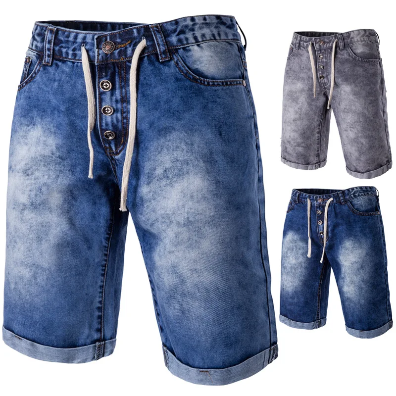 

2017 Summer Style New Jeans Shorts Men Leisure Washed Denim Shorts Korean Version Fashion Button Tide Section Shorts