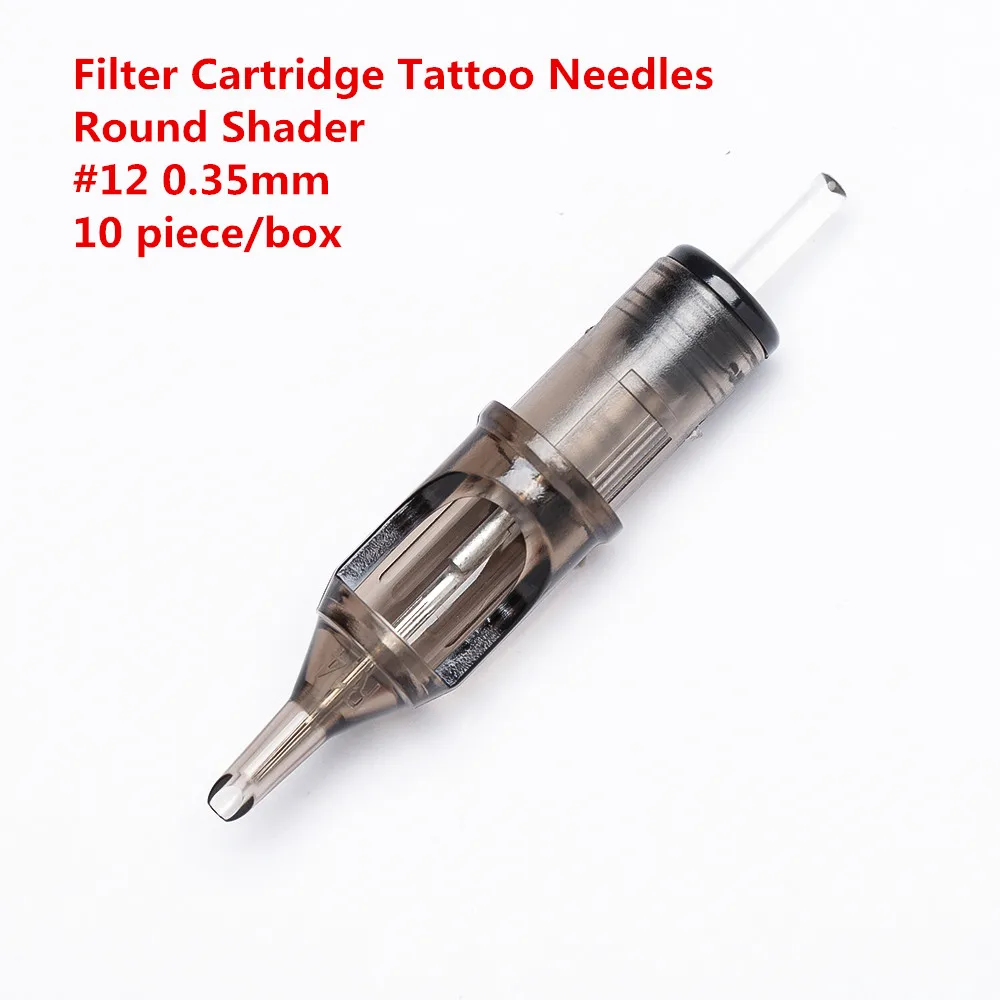 Original Filter Cartridge Tattoo Needles Round Shader #12 0.35mm  Membrane System Needles for Cartridge Machine Grip 10pcs/lot new original norgren olympian plus in system filter regulator b68g 6gk ar3 rln