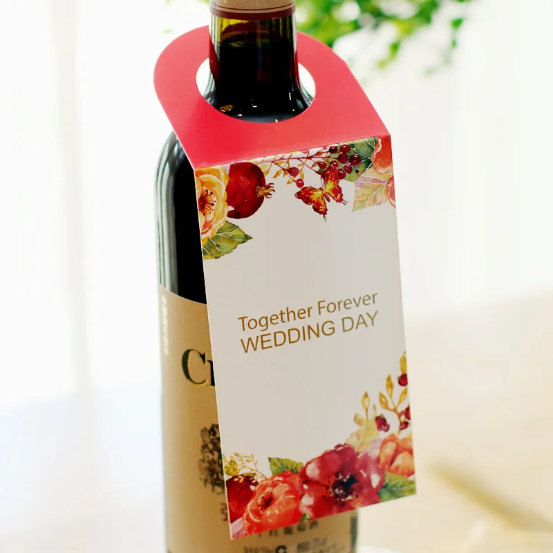 5pcs Wedding Supplies Creative Wine Hanging Card Hanging Red Wine